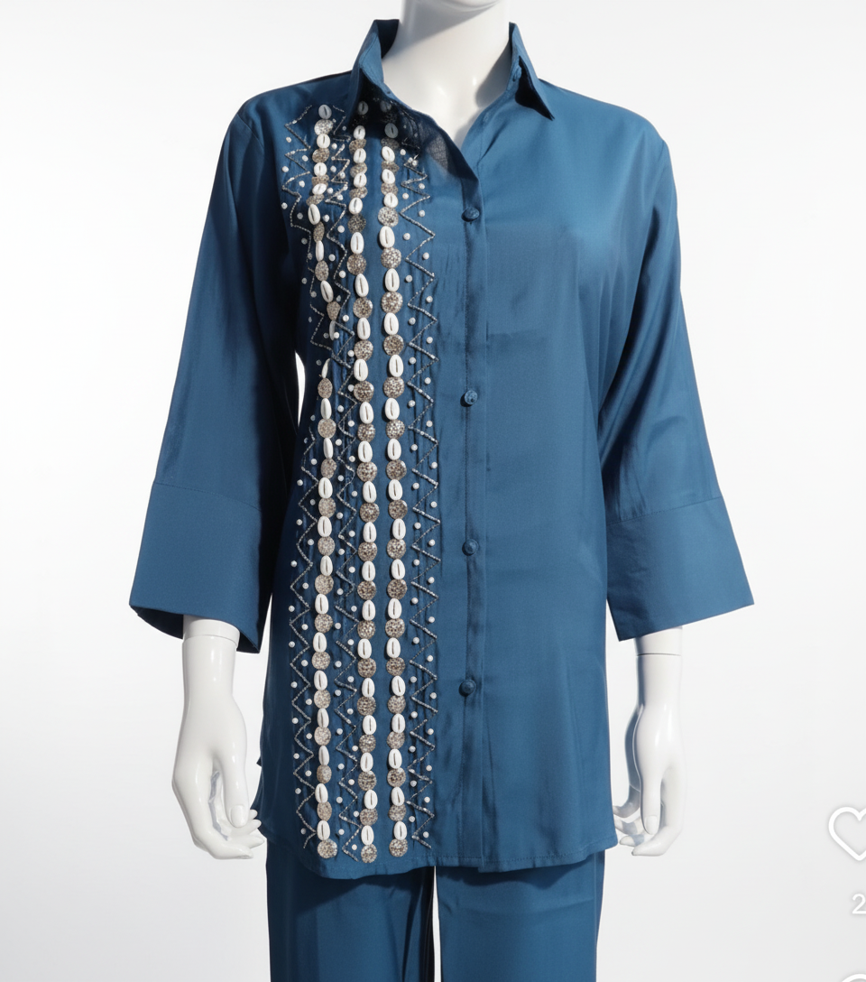 Muslin embellished coord set