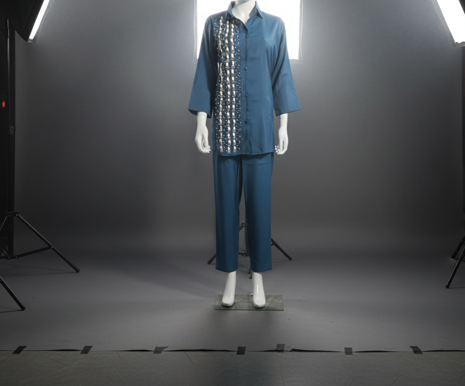 Muslin embellished coord set