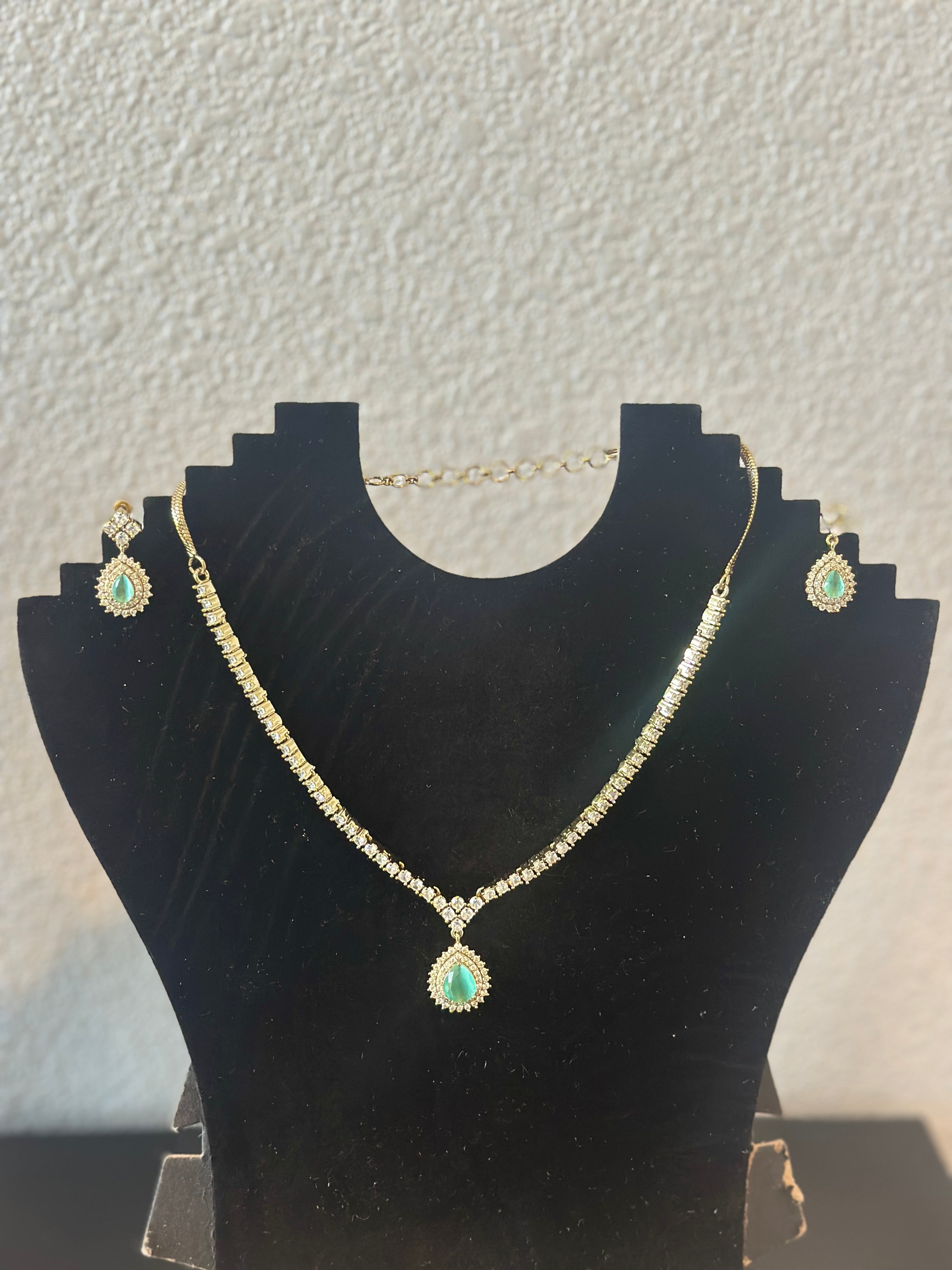 AD Necklace with sea green stone