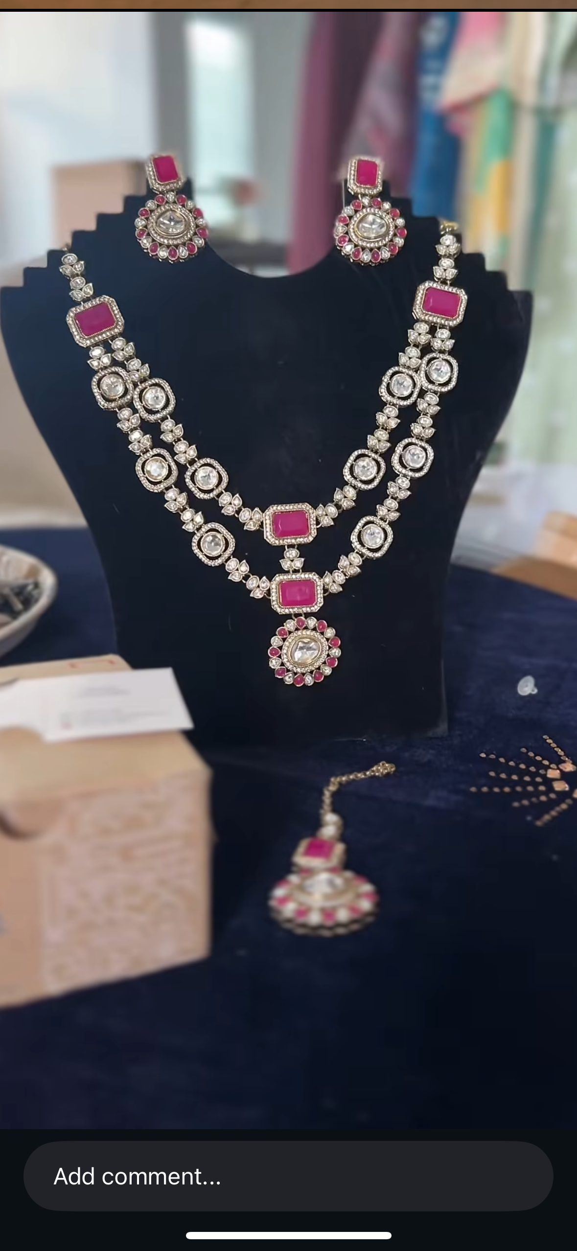 Dark Pink Multi Layered Necklace