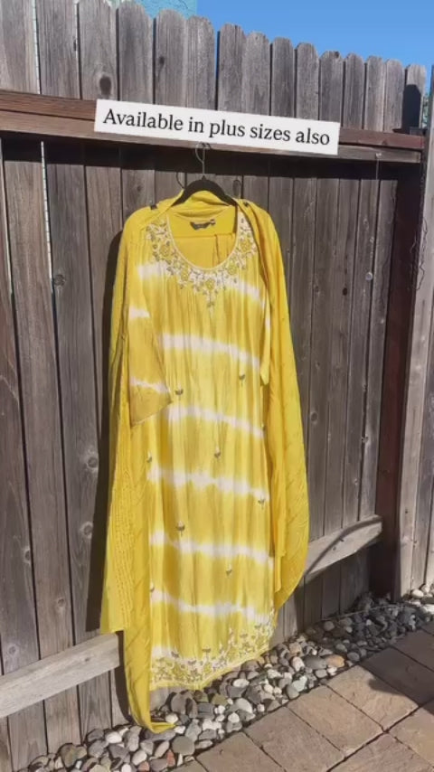 Yellow white suit with mulmul Dupatta