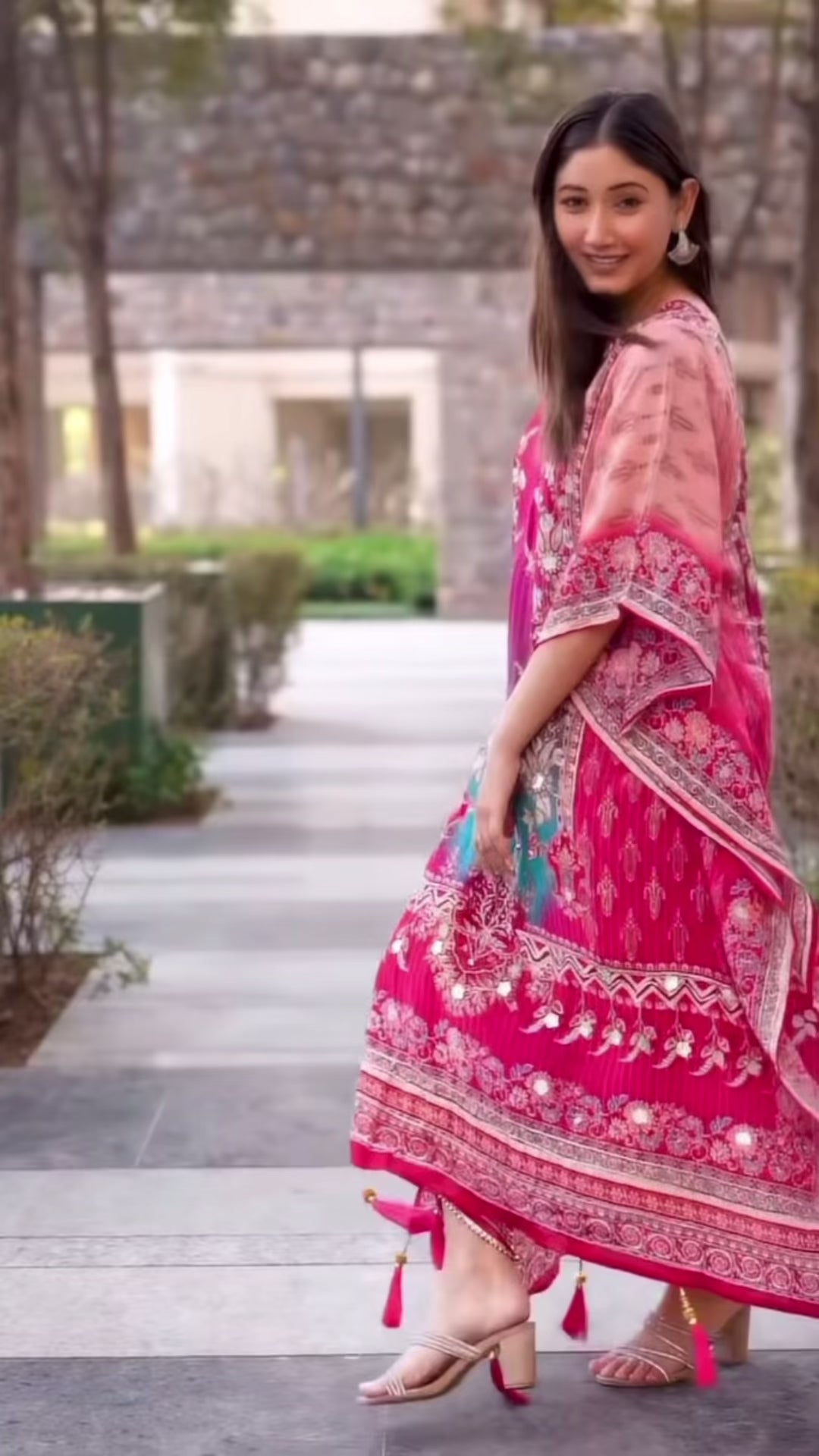 Dark Pink kaftan suit